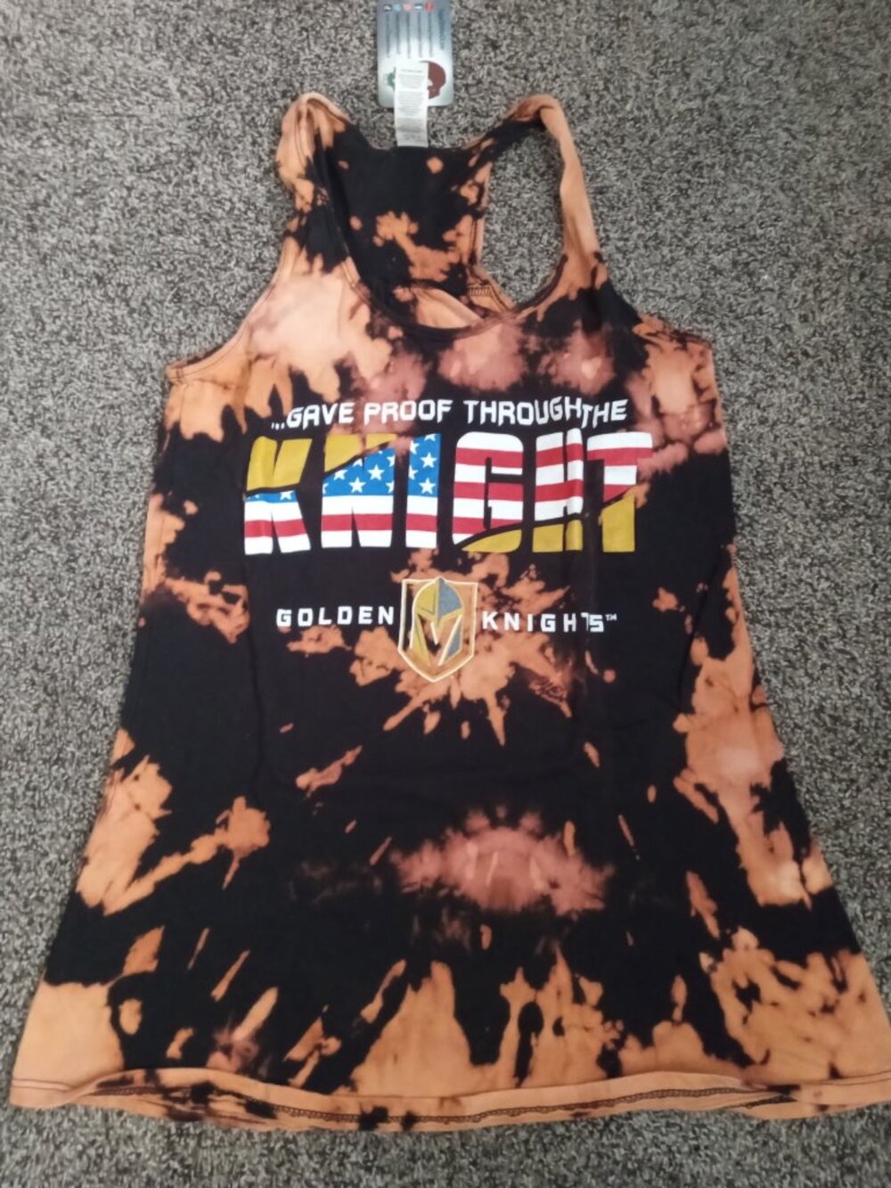 Vegas Golden Knights (VGK) Through the Knight Bleached Tie-Dye Tank Top